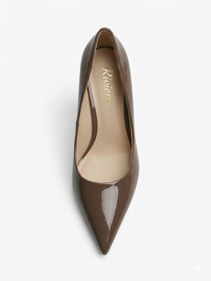 Ambre Chocolat — Escarpin Vernis Talon Sculpté MD-B5-MOCHA