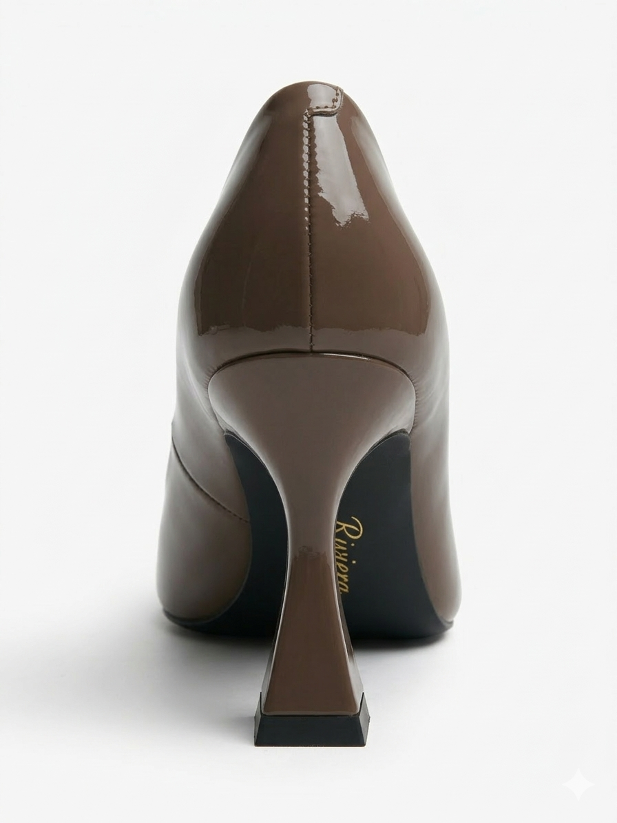 Ambre Chocolat — Escarpin Vernis Talon Sculpté MD-B5-MOCHA
